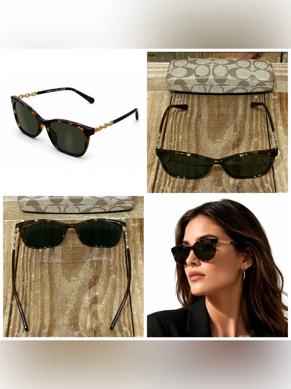Coach. 5 Piece. Signature Zip Bag & Free Wallet, Glasses/Case, Scarf & Dust Bag. - Picture 12 of 16